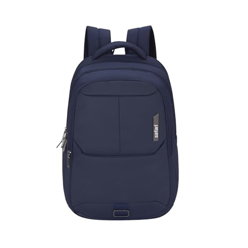 Safari Forge 34L Laptop Backpack, 3 compartments, Raincover, Antitheft pocket, Trolley Sleeve, Organizer, Bottle holder, Front pocket, College bag, school bag, Formal backpack, Color- Navy Blue