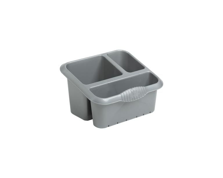 Aurora High-Grade Plastic Sink Tidy Cutlery Drainer Holder Caddy, Silver