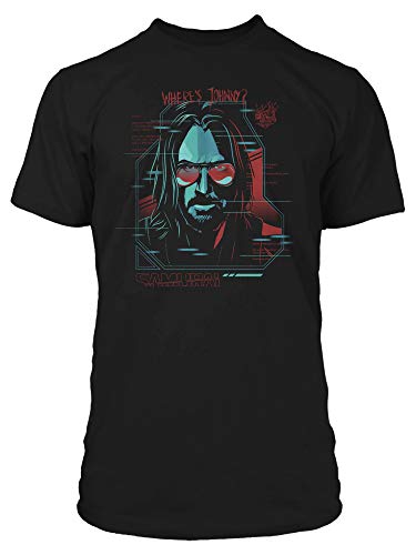 JINX Cyberpunk 2077 Johnny Silverhand Digital Ghost Men's Gamer Graphic T-Shirt - black - Medium