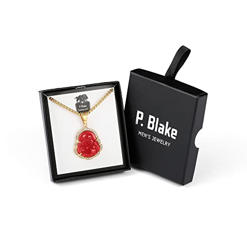 P.BLAKE Laughing Buddha Buddah Necklaces For Women Men, Ice Out Buddha Pendant For Men Women with Stainless Steel Gold Chain 24 inches