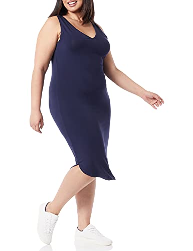 Image of Amazon Essentials Women's Jersey Regular-Fit Sleeveless V-Neck Midi Dress (Previously Daily Ritual)
