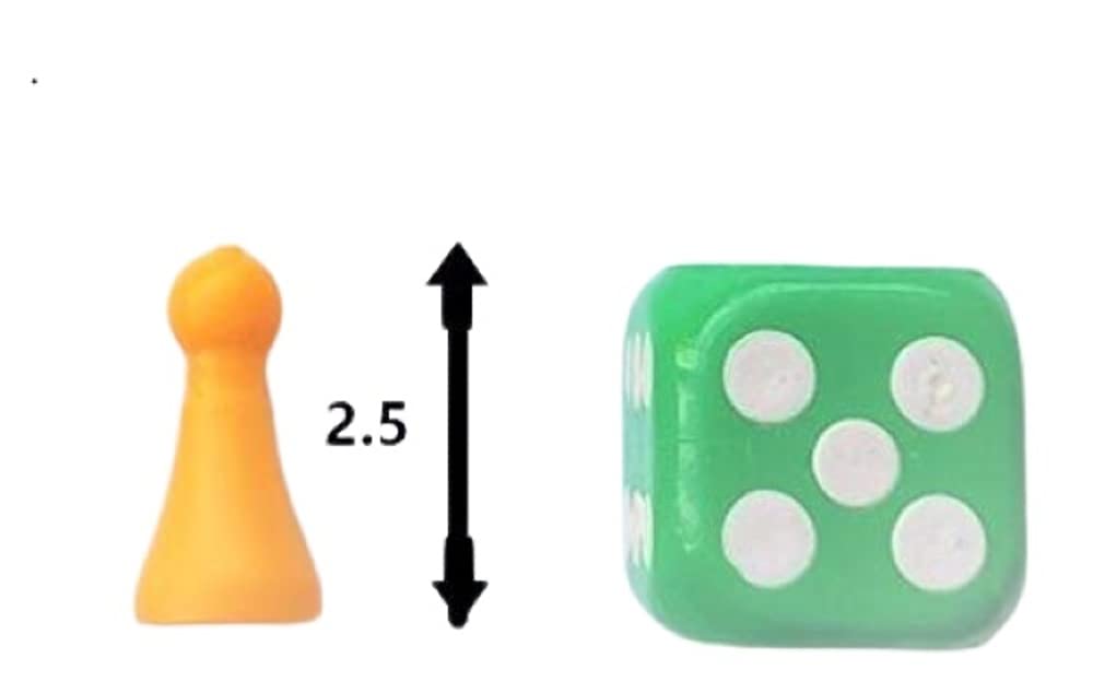 H.K.SPORTS Ludo Dice & Token Set: 2 Large 24mm Dice & Standard Size Tokens for All Ludo Boards - Family Game Multicolor, Durable Plastic, Ages 1+ 1