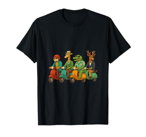 Animales elegantes en scooter – Diseño original y divertido Camiseta