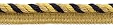 3/8' (1cm) Duke Collection Twisted Rope Cord Trim with Lip (Style# 0038DKL), Havana Beige Multicolor #F18 (Light Beige, Yellow Gold, Pure Black) Sold by The Yard (36'/3 ft/0.9m)
