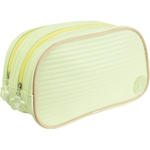 Estojo Escolar KIT Canoa Textura, Cores Sortidas, 02 Compartimentos com Ziper Reforçado - Ideal para Canetas, Lapis e Acessorios Escolares