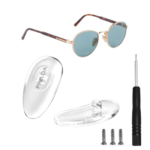 HiCycle2 Silicone nose pads Replacement for prada eyeglass sunglass screw-in nose pads Repair Kits,Bonus Lens Cloth(silver, 14mm)