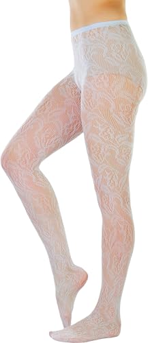 Image of ToBeInStyle Women's Elegant Floral Lace Inspired Spandex Net Full Length Tights