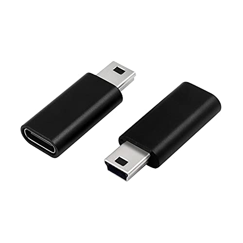 Duttek Adaptateur USB C vers Mini USB, Adaptateur Mini USB vers USB C, Prise USB C de Type C vers Prise Mini USB Connexion d'ordinateurs (Noir)