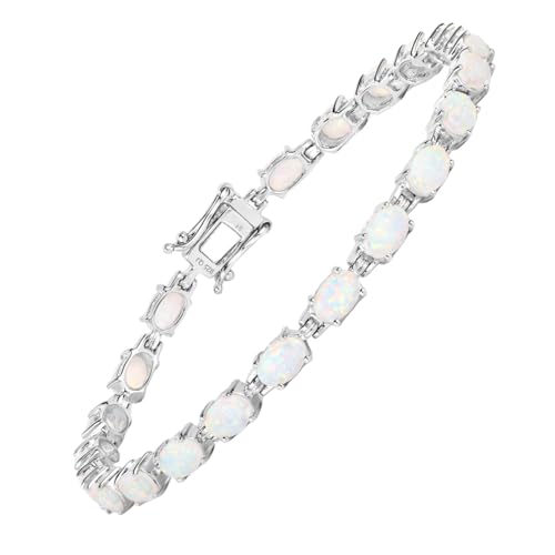 Genuine Opal Tennis Bracelet Sterling Silver 3.50 Carats October Birthstone Bracelet Tennis Jewelry For Women- Opal Gifts For Women3