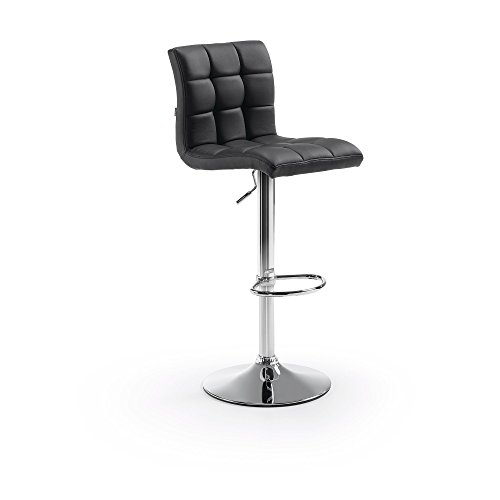 Kave Home - Tabouret de Bar Crema Noir avec Hauteur réglable 60-81 cm avec Dossier, siège tapissé en polyuréthane et Pied en Acier