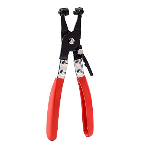 ACHANFLY Angled Hose Clamp Pliers Ring-Type Water Hose Clip Pliers Flexible Spring Clamp Pliers Tube Pipe Pliers Flat Band Oil Valve Seal Car Clamp Removal Tool for Oil Fuel Pipes Radiator