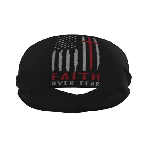 Generic Sweatbands for Men Christian Faith Over Workout Sport Headbands for Men Absorbed Hairband Fashion Wide Headband for Running Basketball Football Cycling Tennis