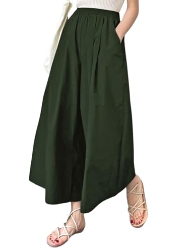 Image of Leriya Fashion Women High Waist Wide Leg Trousers | Casual & Formal Poly Cotton Pants for Women | Loose Fit Track Pants | Relaxed Fit Pleated Trousers for Casual & Semi-Formal Wear