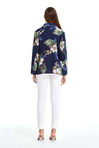 Image of Matchable Family Hawaiian Luau Light Jacket, Pineapple Garden Navy, Women, Small
