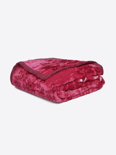 Image of Monte Carlo Unisex Roman Plus Double Bed No Reversible 1 Ply 550 GSM | 3 KG Heavy Winter Blanket (160 X 220) (220 X 240) (Red White)