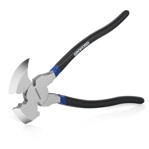 GINWORD Fencing Pliers 10.4 Inch Multi Fence Tool Hammer Head Wire Cutter Heavy Duty Fence Pliers Nail Puller Pliers Staple Puller Fence Cutting Tools
