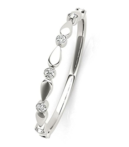 0.07 Carat Round Diamond Antique Wedding Band In 14K Solid White Gold (H-I, I2-I3)2