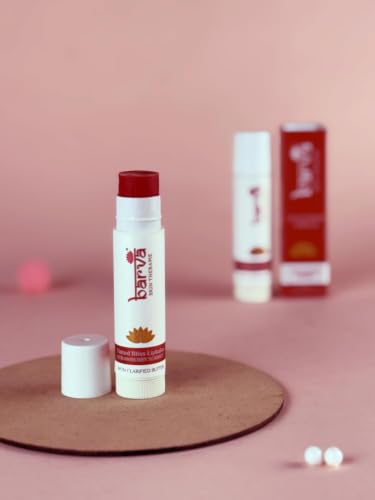Image of Barva Tinted Bliss Lip Balm | Enriched with Clarified Butter (Ghee) | Nourishing & Long-Lasting Moisture | Soft Tint Finish | Available in 2 shades | 5g (Strawberry Sorbet)