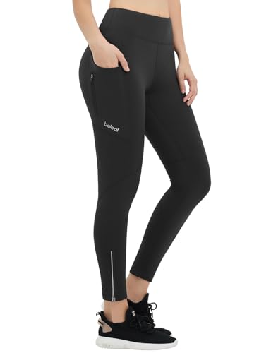 baleaf Thermoleggings Damen Winter Fahrradhose Warm Gefüttert Jogginghose Running Tights Thermo Laufhose Schwarz L