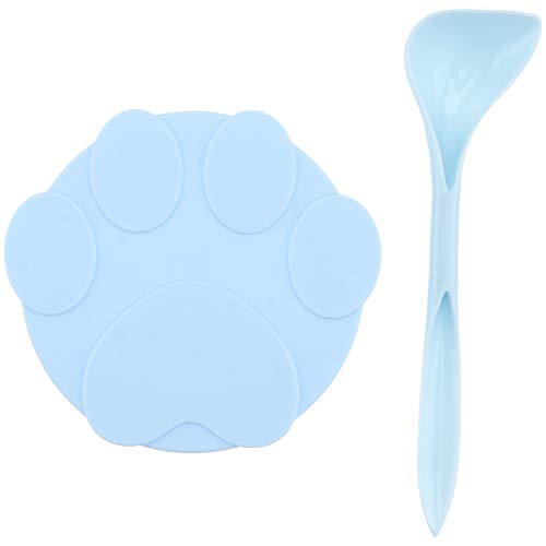 Tampa de lata para gatos de estimação, colher de alimentação com tampa vedante universal (tampa azul