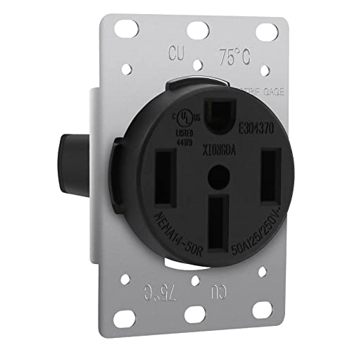 Commercial/Industrial Grade U.l. Approved 50 Amp 125/250V Receptacle Outlets, Nema 14-50R, 3-Pole, 4 Wire, For Electrical, Electric Vehicles, Ev, Rv, Outdoor Equipment #TOP6