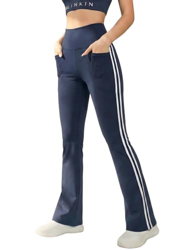 Image of BLINKIN Flared Gym Pants for Women's Workout - The Ultimate Yoga Pants | Workout Lowers | Gym Track Pants for Women with Side Pockets (5430)