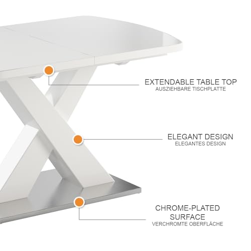 Vicco Tavolo Da Pranzo Bianco 120 X 80 Cm Estensibile - 9