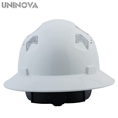 UNINOVA Full Brim Hard Hat Hardhats Men ANSI Approved OSHA Cascos De Construccion Vented Hard Hat Full Brim Safety Helmet for Construction(1 Pack Full Brim White) - Thumbnail 4