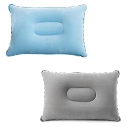 DOKRIN Almohadas de acampada 2 almohadas inflables...: Material cómodo: Hecho de terciopelo y PVC, el cojín inflable es suave, cómodo e irrompible. Es cómodo, duradero y fácil de limpiar. Fácil de usar: Simplemente infle la almohada de viaje con aire. Cuando ya no la necesite, se desinfla en segundos. Pl...