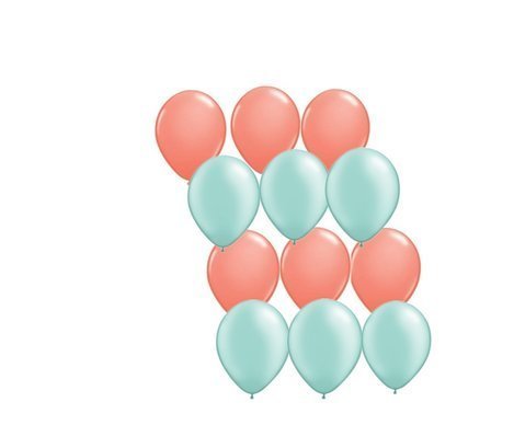 Assorted Mint Green and Coral Latex Balloons - 12 Pack