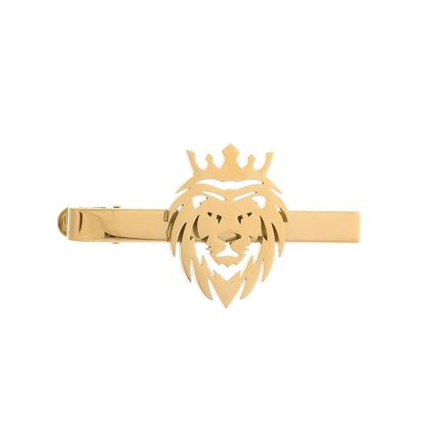Image of Stainless Steel Animal Creative Crown Lion Brooches for Women and Men
