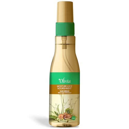 Olivia Moisture Lock Nourishment Hair Serum With Argan Oil,Vitamin E & Olive Oil|Frizz-Free,Smooth & Glossy Hair|Lightweight,Non-Sticky Formula|Protects From Heat,Sun,Dust & Pollution |100Ml