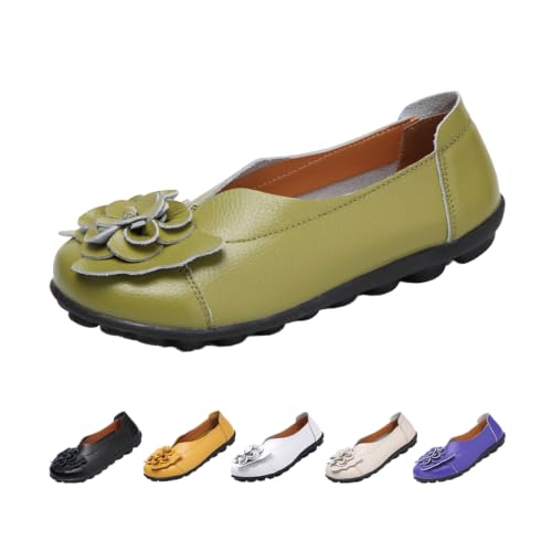 Image of MOYOWEI Women's Leather Slip On Loafers Colorful Flat Shoes