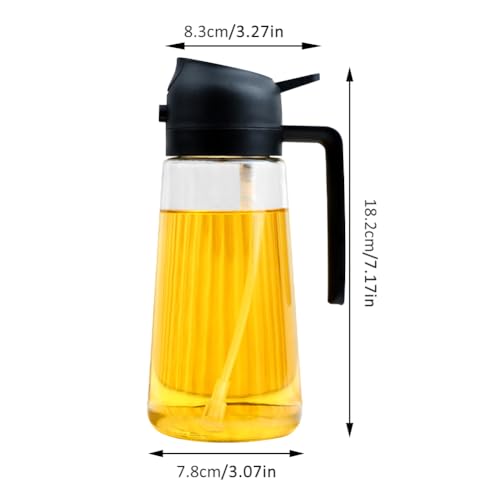 2-in-1 Glass Oil Sprayer and Dispenser, 450ML Oil Spray Bottle for Cooking, Glass Olive Oil-Sprayer, Kitchen Premium Clear Glass-Bottle for Kitchen, Air Fryer, Salad, BBQ(COLOR:Black) - Image 5