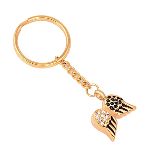 Porte-clés souvenir crémation acier inoxydable or aile de cristal pour cendres d'urne