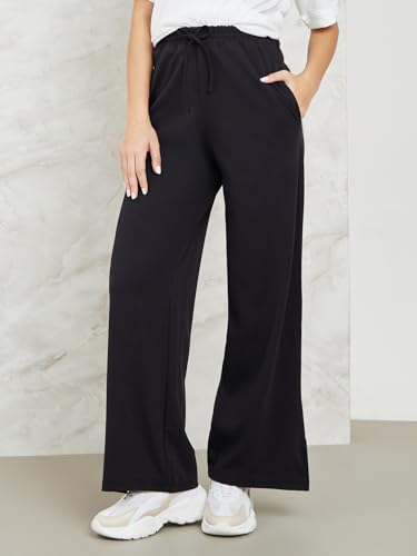 Image of Styli Women Track Pants | Mid-Rise Cotton Joggers & Flared Styles | Loose-Fit Comfort for Lounge, Travel Soft Fabric & Easy Wash