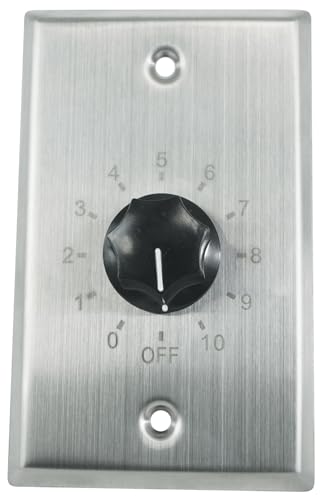 Rockville VOL70200 SS 200W 70V Wall Volume Control Zone Controller, Stainless Steel, Single-Gang, Euro-Block Connectors, Perfect for Commercial Audio Systems