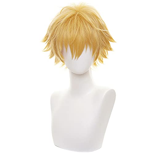 HIROAKIYA Denji Wig, Chainsaw Man Denji Cosplay Wig with Wig Cap, Short Blonde Anime Cosplay Wig