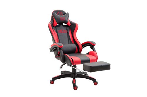Poltrona Gaming con Poggiapiedi Ignite in Similpelle I Sedia Racing Ufficio con Cuscini Removibili, Colore:Nero/Rosso - Sedia gaming - Immagine 3