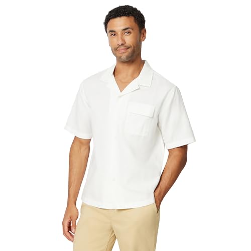 Best Summer Shirts for Big Belly Guys: 11 Picks That Fit and Flatter 7 Amazon Essentials Men's Relaxed-Fit Short Sleeve Linen Blend Shirt, White, Medium