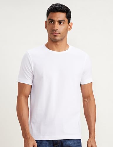Image of Amazon Brand - Symbol Men's Solid Cotton T Shirt | Round Neck | Half Sleeve | Plain-Regular Fit (Available in Plus Sizes)