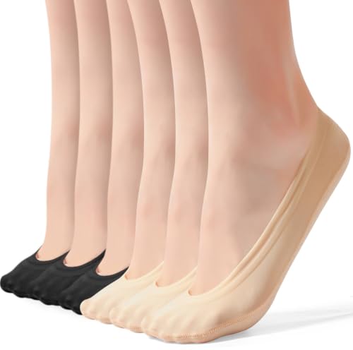 Image of No Show Socks Womens for Flat Ultra Low Cut Non Slip Footies 6 Pairs