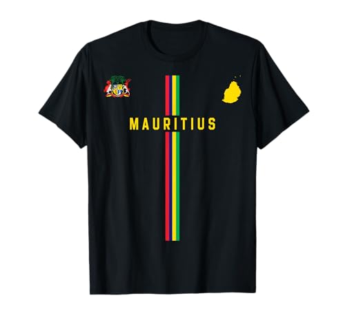 Drapeau de l'île Maurice, Silhouette carte de l'île Maurice, armoiries T-Shirt