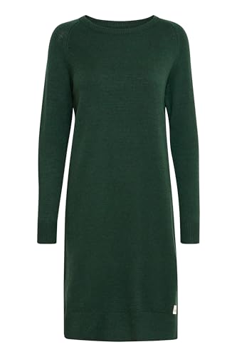OXMO OXMareen Damen Strickkleid Feinstrickkleid Kleid mit Rundhalsausschnitt Seitenschlitze Rippbündchen Regular fit, Größe:S, Farbe:Scarab...