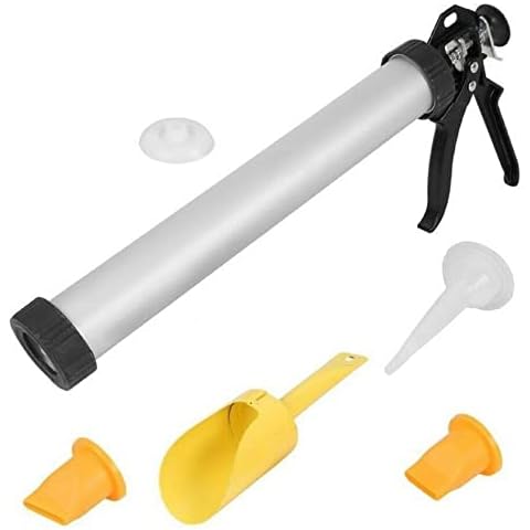 5pc Professional Mortar & Grouting Gun Set Cement Applicator Brick Pointing Tile Tools Accessory Kit Die Cast Handle Home DIY Cover