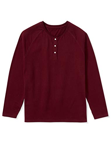 Amazon Essentials Men's Big & Tall Long-Sleeve Henley Shirt, -Burgundy, 3XLT