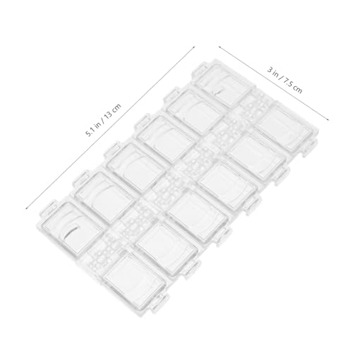 Image of Ipetboom Clear Acrylic 12 Compartments Nail Art Box, Rhinestones Beads Storage Organizer Case for Nail Diamond, Portable Small Jewelry Accessories Container, 5.12X2.95X0.59In