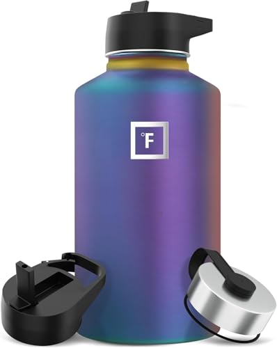 IRON °FLASK Camping & Hiking Hydration Flask with 3 Lids - Stainless Steel, Double Walled & Vacuum...