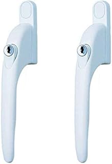 Yale P-2YWHLCK40N-WH Universal Window Handles, fits Right or Left Handed windows, 40mm spindle, Lockable, Visi Packed, suitable for PVCu windows, White Finish, Pack of 2