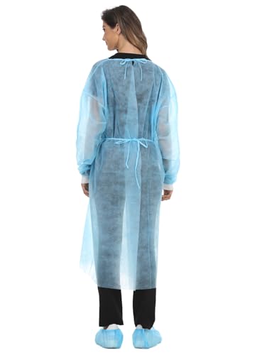 Disposable Isolation Gown Polypropylene Lab Gowns Knit Cuff Long Sleeve Pack of 15 - Image 5
